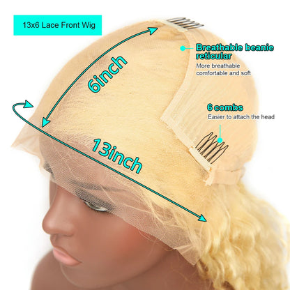 Light Yellow 613 HD Lace Frontal Wig – 13x6 Transparent Lace, Body Wave 200% Density Human Hair Wig for Women