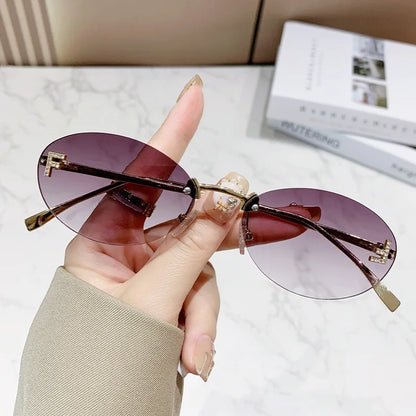European & American Fashion Frameless Metal Sunglasses – Trendy Luxury UV Protection Eyewear
