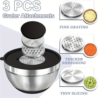 8PCS Stainless Steel Mixing Bowl Set – Airtight Lids, Non-Slip Bottoms, Black Kitchen Bowls for Baking & Serving