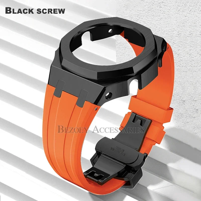 GEN4 Casioak GA2100 Mod Kit – Stainless Steel Case, Bezel, and Rubber Strap Replacement for G-SHOCK GA2100/GA2110