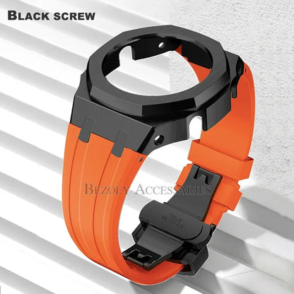 GEN4 Casioak GA2100 Mod Kit – Stainless Steel Case, Bezel, and Rubber Strap Replacement for G-SHOCK GA2100/GA2110