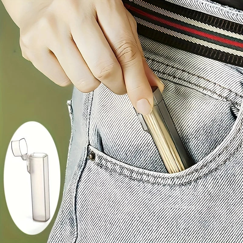 Portable Toothpick & Floss Holder – Compact Transparent Storage Box for Home, Travel, Restaurant & Camping