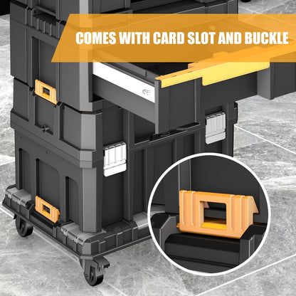 AIRAJ Stackable Modular Toolbox Set – Portable Wheeled Combo Toolbox for Space-Saving Storage & Easy Mobility