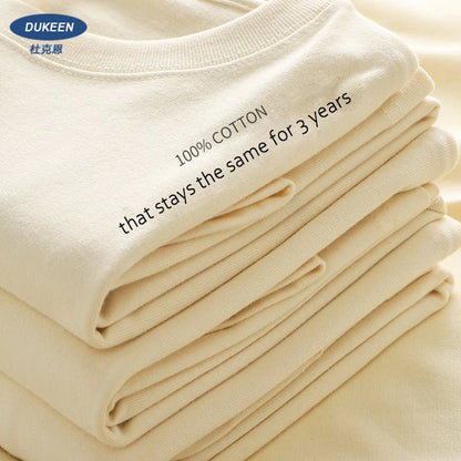 Dukeen Heavyweight Cotton T-Shirt - 280gsm Oversized Short Sleeve Casual Tee for Men Summer Streetwear