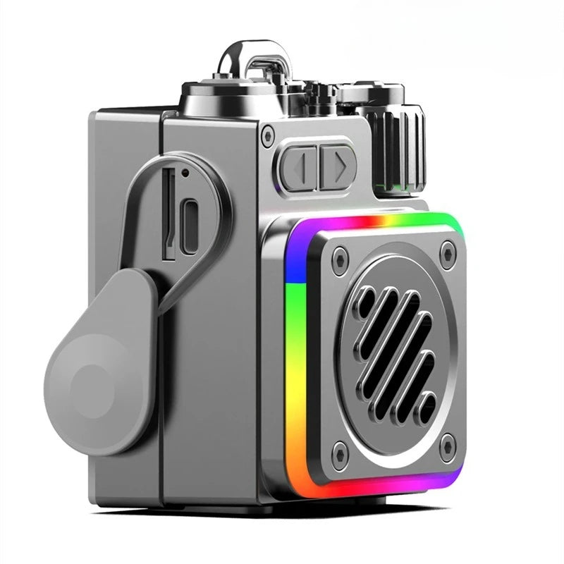 RGB Bluetooth Desktop Speaker with LED Display - Wireless Subwoofer, Metal Mechanical Design, Calendar & Alarm Clock