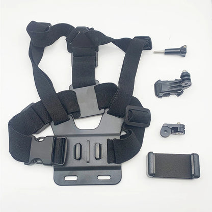 First-Person Adjustable Chest Strap Mount – Action Camera & Mobile Phone Holder for Cycling, Skiing, Outdoor Recording