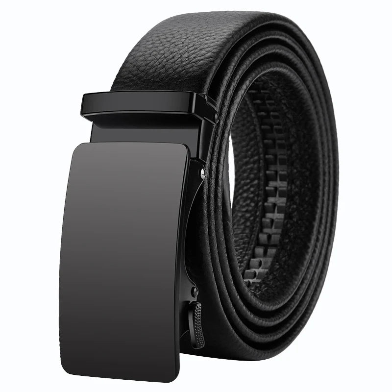 OYIFAN Men’s Genuine Leather Belt – Designer Alloy Buckle Automatic Ratchet Belt