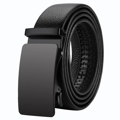 OYIFAN Men’s Genuine Leather Belt – Designer Alloy Buckle Automatic Ratchet Belt