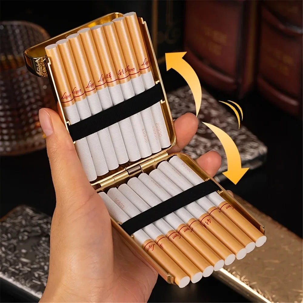 Vintage Engraved Cigarette Case - 16-Piece Capacity Pocket Tobacco Storage Box, 84mm Smoking Accessory Holder