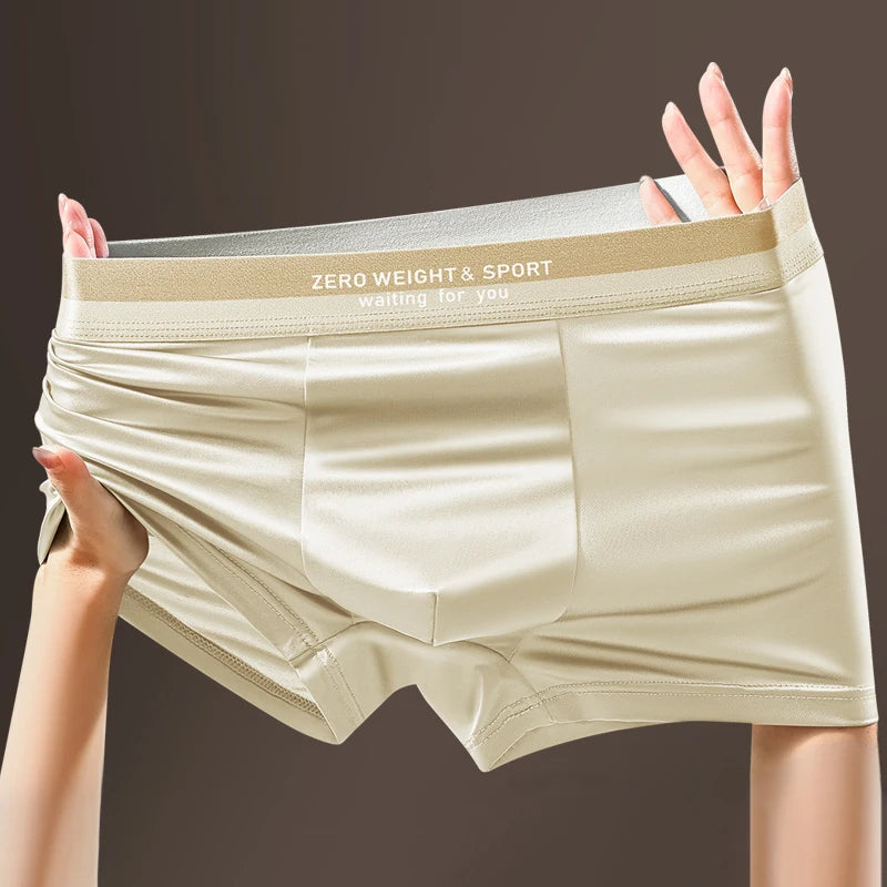 Men’s Ice Silk Boxer Shorts Breathable Plus Size Underwear Soft Stretch Slim Fit Underpants Premium Comfort Lingerie Style Wholesale Pack