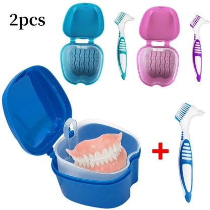 Dental Retainer Storage Case - 2-Piece Orthodontic Mouth Guard and Denture Organizer Box for Oral Care Accessories