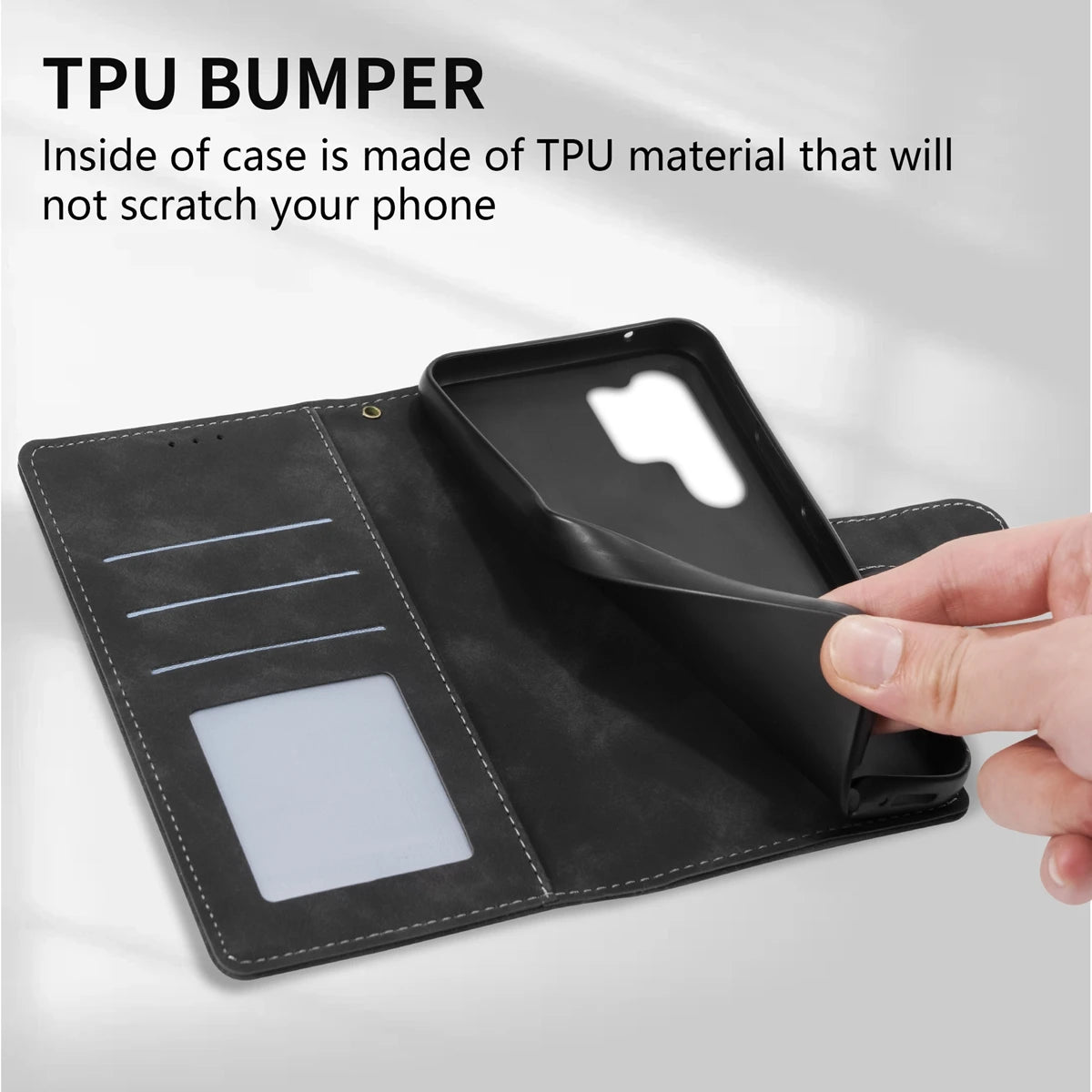 Magnetic Leather Wallet Case for Samsung Galaxy S25 Ultra–S8 – Skin-Friendly Flip Cover with Card Slots & Stand Function