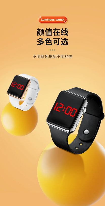 Digital LED Sport Watch – Square Electronic Wristwatch for Men & Women, Casual Silicone Fashion Watch