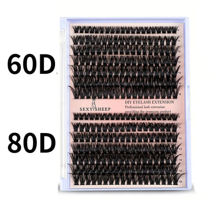 DIY Lash Extension Kit – 280pcs Individual Cluster Lashes (9-16mm, 40D-80D) with Bond, Seal & Remover