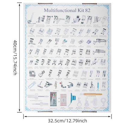 82-Piece Sewing Machine Presser Foot Set - Multifunctional Professional Accessories Kit