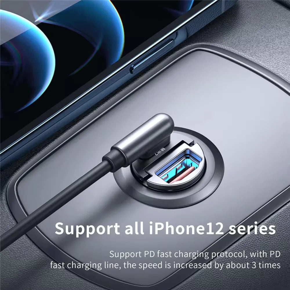 100W/200W Fast Car Charger - QC3.0 PD USB Type C Dual Port Adapter for iPhone Samsung Xiaomi Huawei 12-24V Vehicle Power
