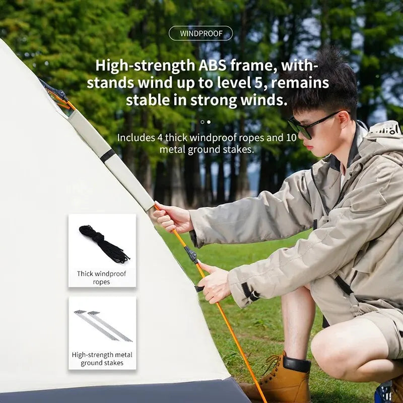 Outdoor Folding Tent – Fully Automatic Quick Open, 3-4 Person Self-Driving Camping Tent, Rain & Sun Proof, Portable