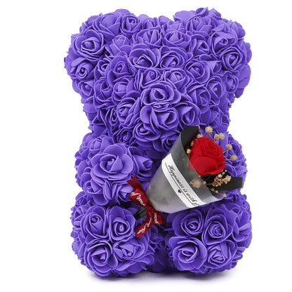 25cm Eternal Rose Teddy Bear – Artificial Flower Gift for Mom, Mother’s Day, Birthday, Valentine’s & Anniversary