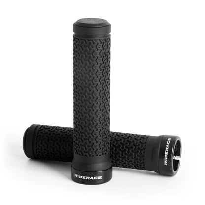 MTB Bicycle Handlebar Grips – Soft Rubber Non-Slip Grips with Single-Sided Lock & End Plugs for Mountain Bikes