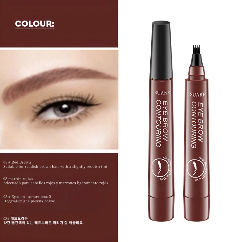 4D Microblading Eyebrow Pen – 4-Fork Tip Waterproof Long-Lasting Eyebrow Tattoo Pencil for Natural Fine Hair-Like Makeup