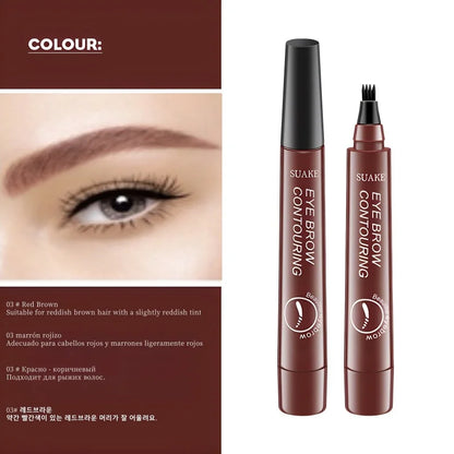 4D Microblading Eyebrow Pen – 4-Fork Tip Waterproof Long-Lasting Eyebrow Tattoo Pencil for Natural Fine Hair-Like Makeup