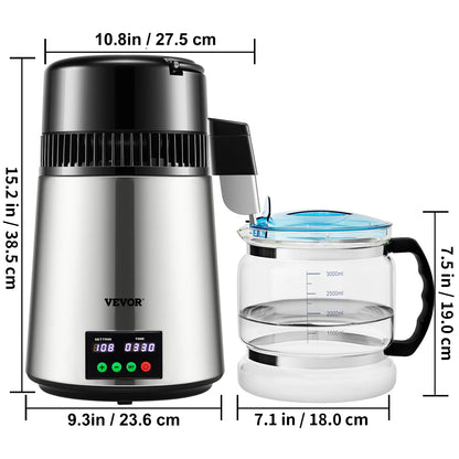 SucceBuy 4L Water Distiller – Home Purifier with 1L/H Distilling Speed & Touch Screen