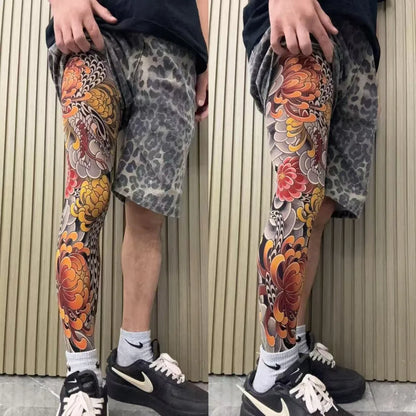 Full Leg Tattoo Socks - Sun-Proof Elastic Stockings for Cycling, Fishing & Casual Wear