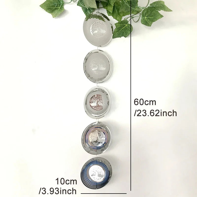 3D Rotating Tree of Life Wind Spinner Chimes – Aesthetic Outdoor Garden Hanging Decor