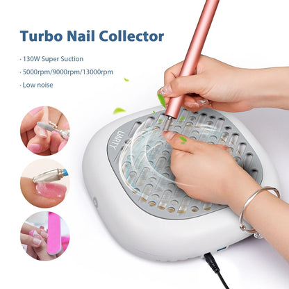 130W Brushless Nail Dust Collector – Powerful Suction Nail Dust Extractor, Manicure Vacuum Cleaner with 2 Filters