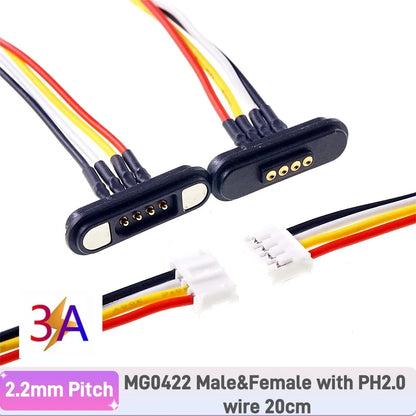 3A Magnetic Pogo Pin Connector - 2–11 Pin Spring-Loaded Male/Female Contact Strip, 2.2mm Pitch