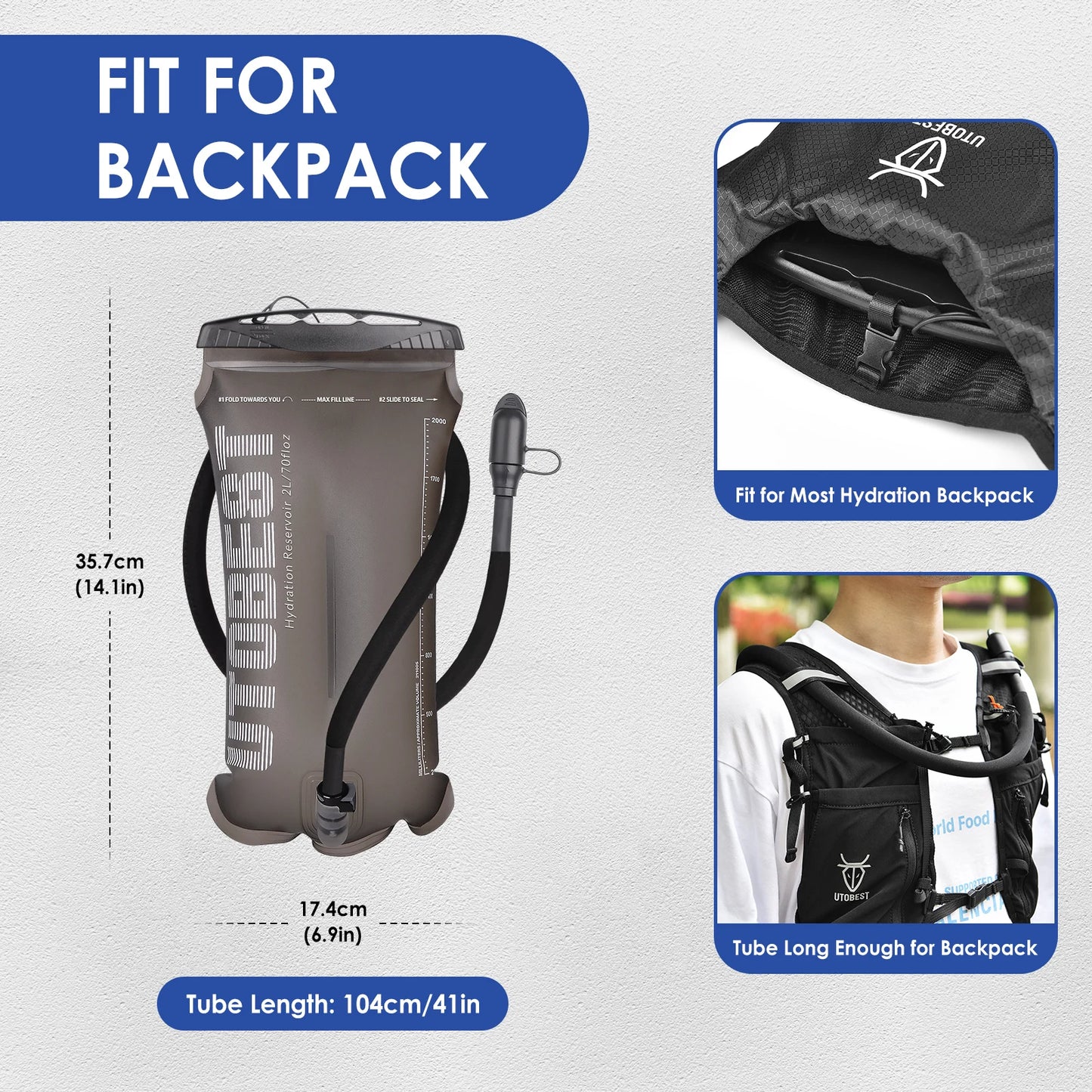 UTO BEST 1.5L/2L/3L TPU Water Bladder – Hydration Reservoir Pack for Camping, Cycling, Running & Hiking