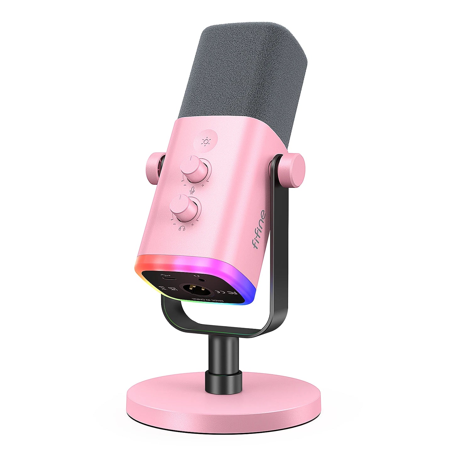 FIFINE AmpliGame AM8 USB/XLR Dynamic Microphone – RGB Control, Headphone Jack, Mute Button for PC Gaming, Recording, and Streaming