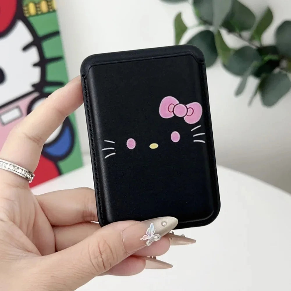 INS MagSafe Hello Kitty Wallet Card Holder Case for iPhone 17 / 16 / 15 / 14 / 13 Air Pro Max – Magnetic Card Clip Slim Wallet Phone Cover for Girls Gift Style Accessory