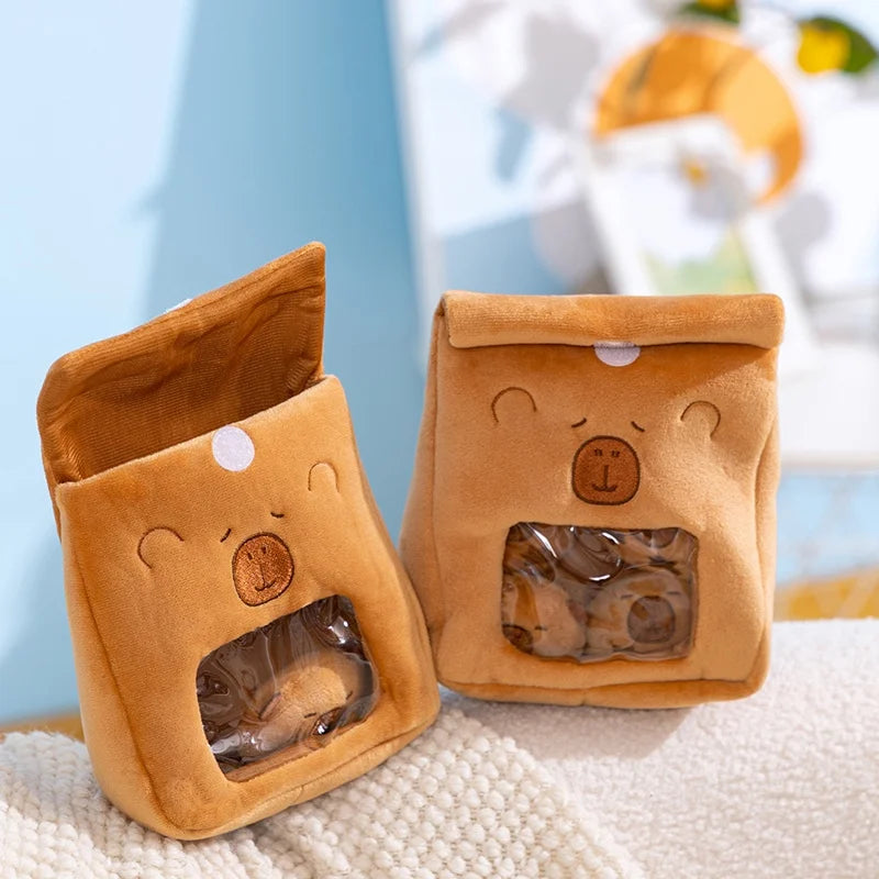 Cartoon Capybara Plush Snack Bag – Adorable Stuffed Capibara Doll Toy Creative Pudding Bag Kawaii Gift for Kids