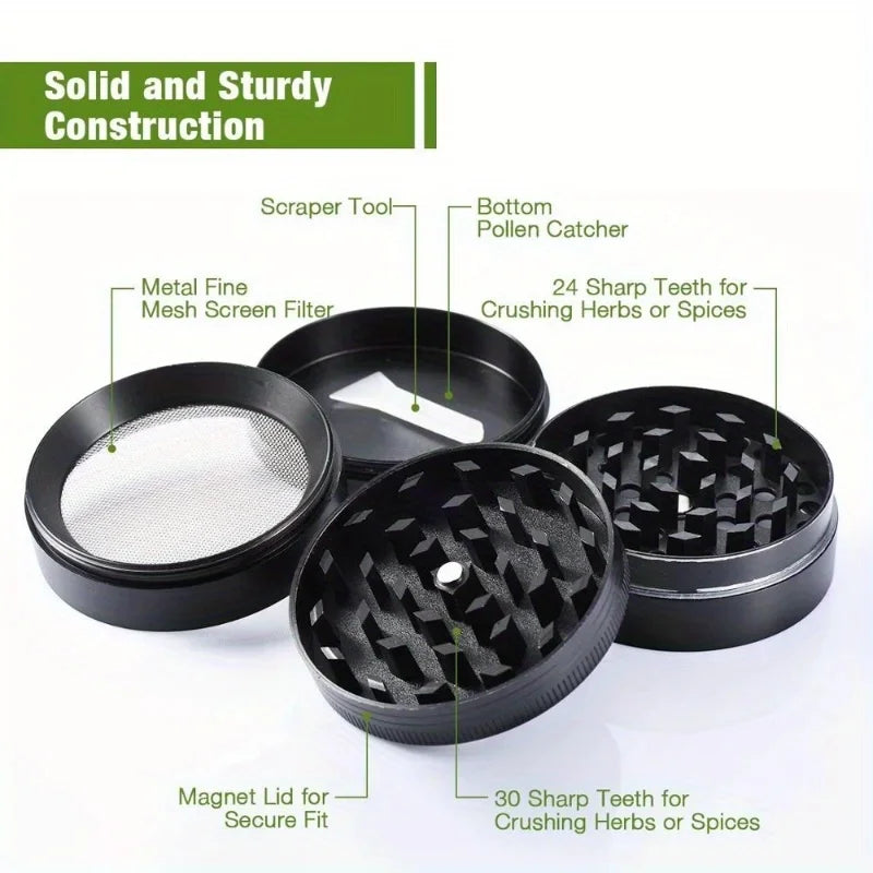 40mm 4-Layer Metal Herb Grinder – Spice & Tobacco Crusher Shredder for Smoking Accessories