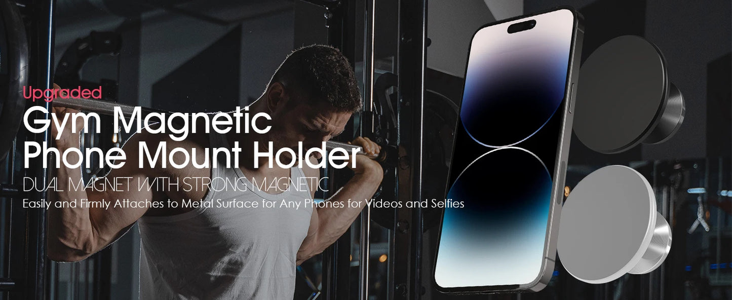 Gym Mate Magnetic Phone Mount – Double-Sided Suction Holder for MagSafe, Hands-Free Video Shooting While Working Out