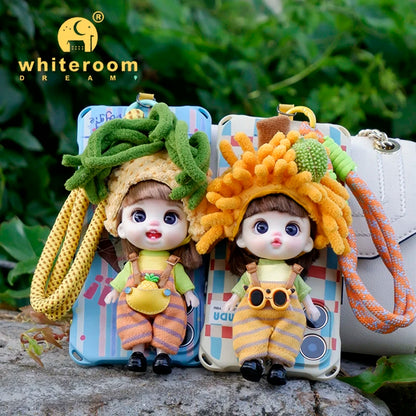 Mini Labbu Pocket Doll – Jointed Blythe-Style Boy & Girl Doll for Girls, Rainbow Ball Mobile Phone Decoration
