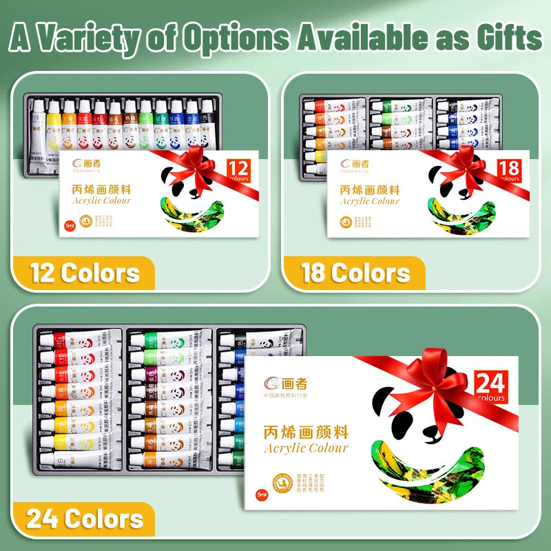 12-24 Color Acrylic Paint Set - Waterproof Rich Pigment Art Paints for DIY Crafts, Canvas, Rock and Creative Drawing