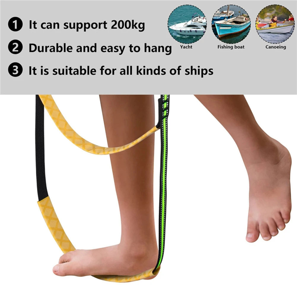 Portable Boat Ladder – Reusable Nylon Rope Ladder for Auxiliary Boarding, 3/4/5 Steps