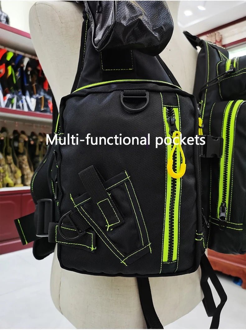 Multi-Functional Life Jacket Vest for Outdoor Fishing – Safety Vest with Storage Pockets & Buoyant Materials