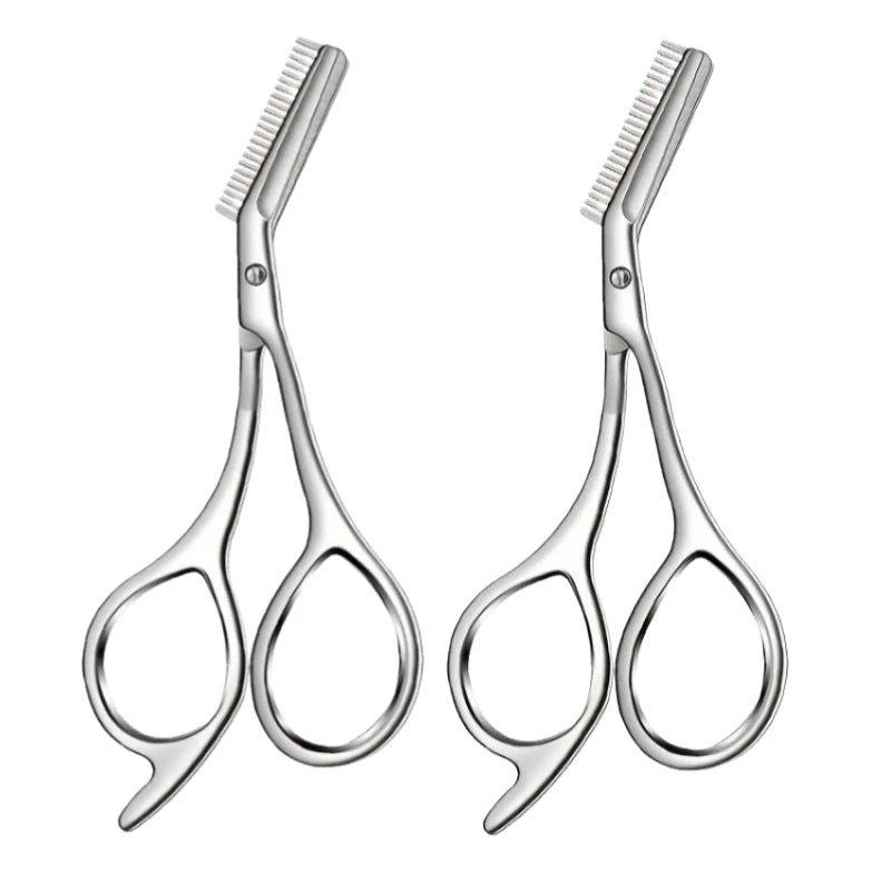 Professional Stainless Steel Eyebrow Scissors with Comb - Hypoallergenic Ergonomic Precision Grooming Tool