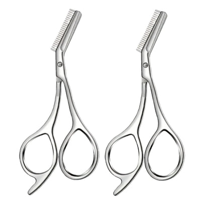 Professional Stainless Steel Eyebrow Scissors with Comb - Hypoallergenic Ergonomic Precision Grooming Tool
