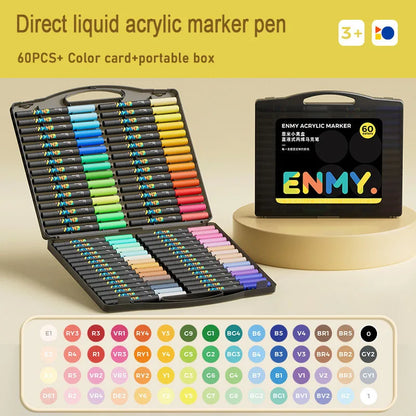 ENMY Acrylic Paint Marker Pens – Soft Tip, Direct Liquid Graffiti, Quick-Dry Pigments for Felt & Art Supplies