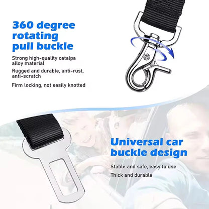 High-Grade Adjustable Dog Car Safety Belt — Shock-Absorbing Damping Strap with Reflective Trim, Universal Fit