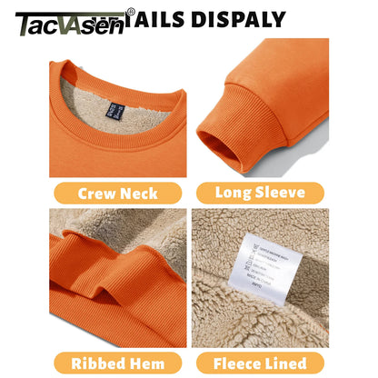 TACVASEN Men’s Winter Fleece Sweatshirt – Thicken Sherpa-Lined Crewneck Pullover, Warm Heavy Winter Top, No Hood