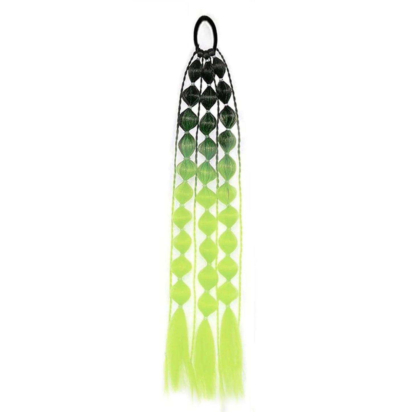 Colorful Bubble Braid Ponytail Extension – Long Lantern Braided Synthetic Hairpiece with Tie
