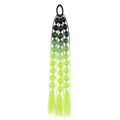 Colorful Bubble Braid Ponytail Extension – Long Lantern Braided Synthetic Hairpiece with Tie
