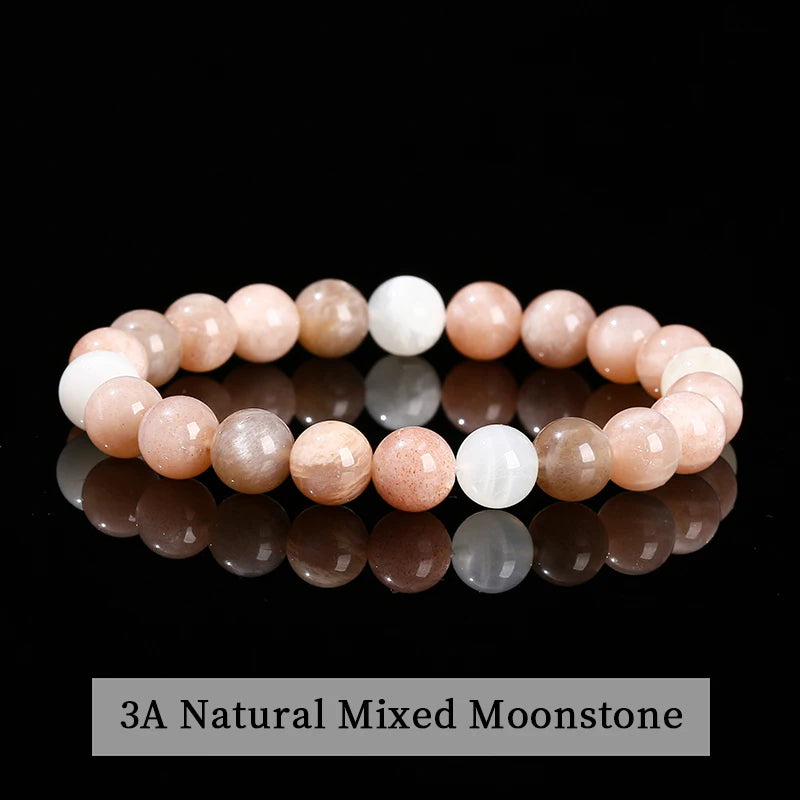 Natural Stone Beaded Bracelet - Obsidian, Fluorite & Quartz Healing Stretch Jewelry for Men & Women