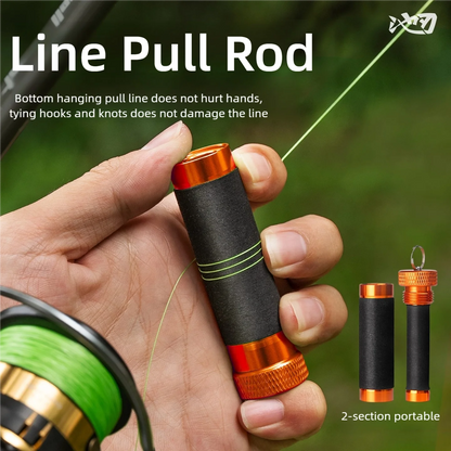 Aluminum Alloy Line Pull Rod — Rubber Anti-Slip Fishing Tool for Snag Pulling, Hook Tying, Knotting, and Hand Protection