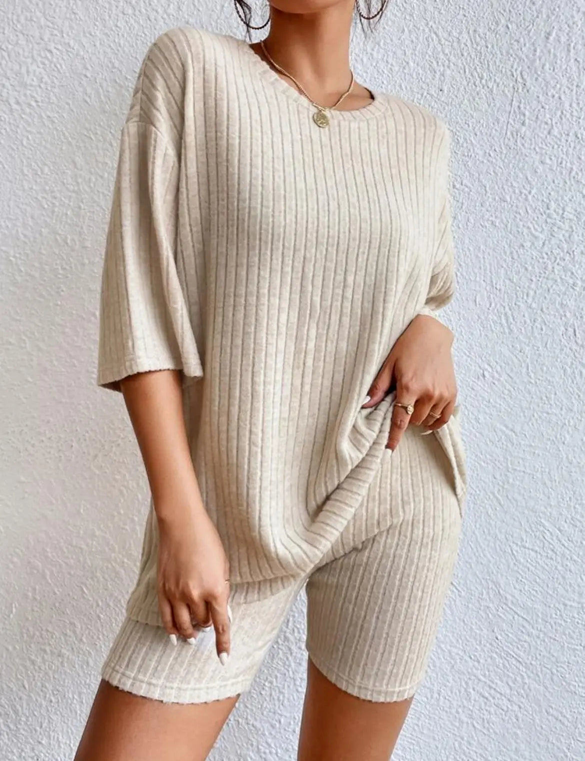 Women’s Summer Casual Short Pants Set – Solid Color Loose Two-Piece Outfit 2025